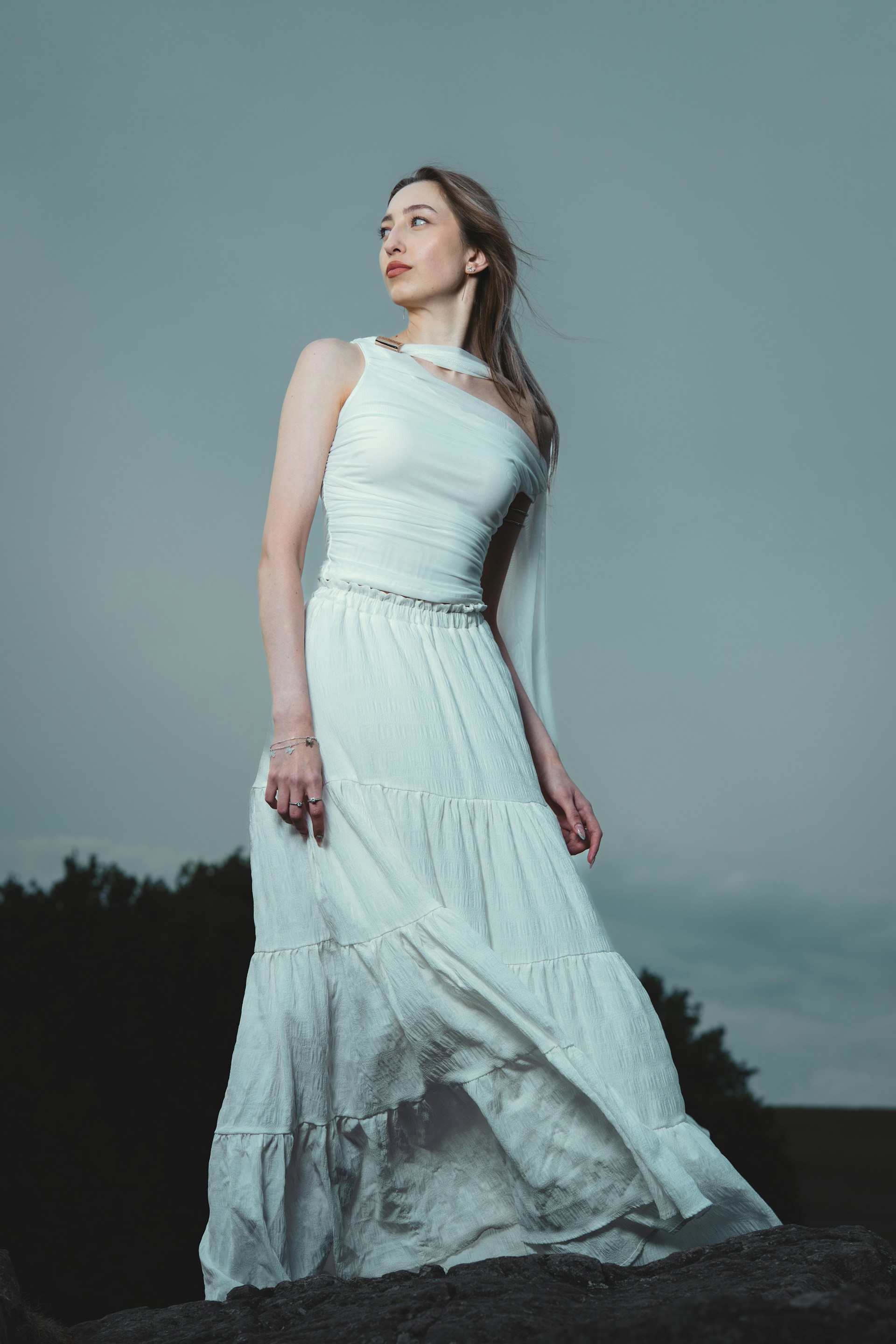 a woman in white dress
